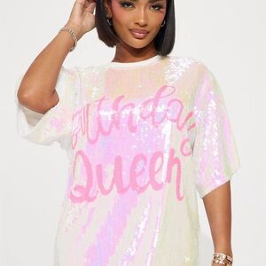 Sequin 'Birthday Queen' T-Shirt